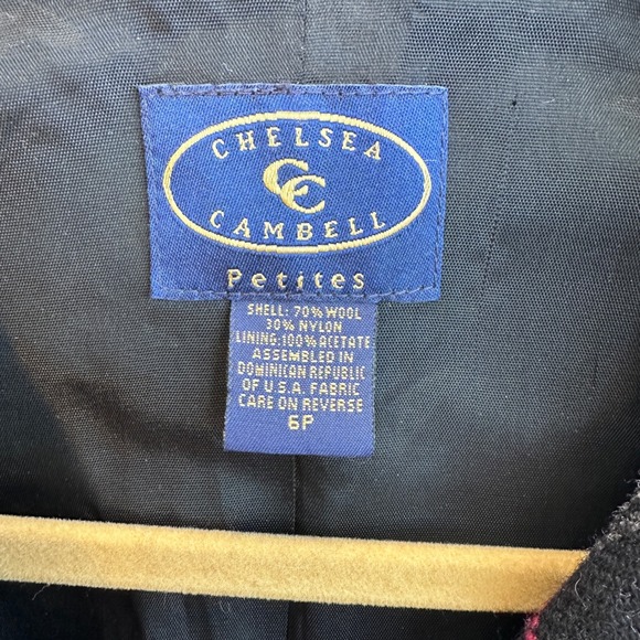 Chelsea & Camden Petites Plaid Wool Blend Blazer Jacket‎ Black Red White Size 6P - Picture 2 of 8